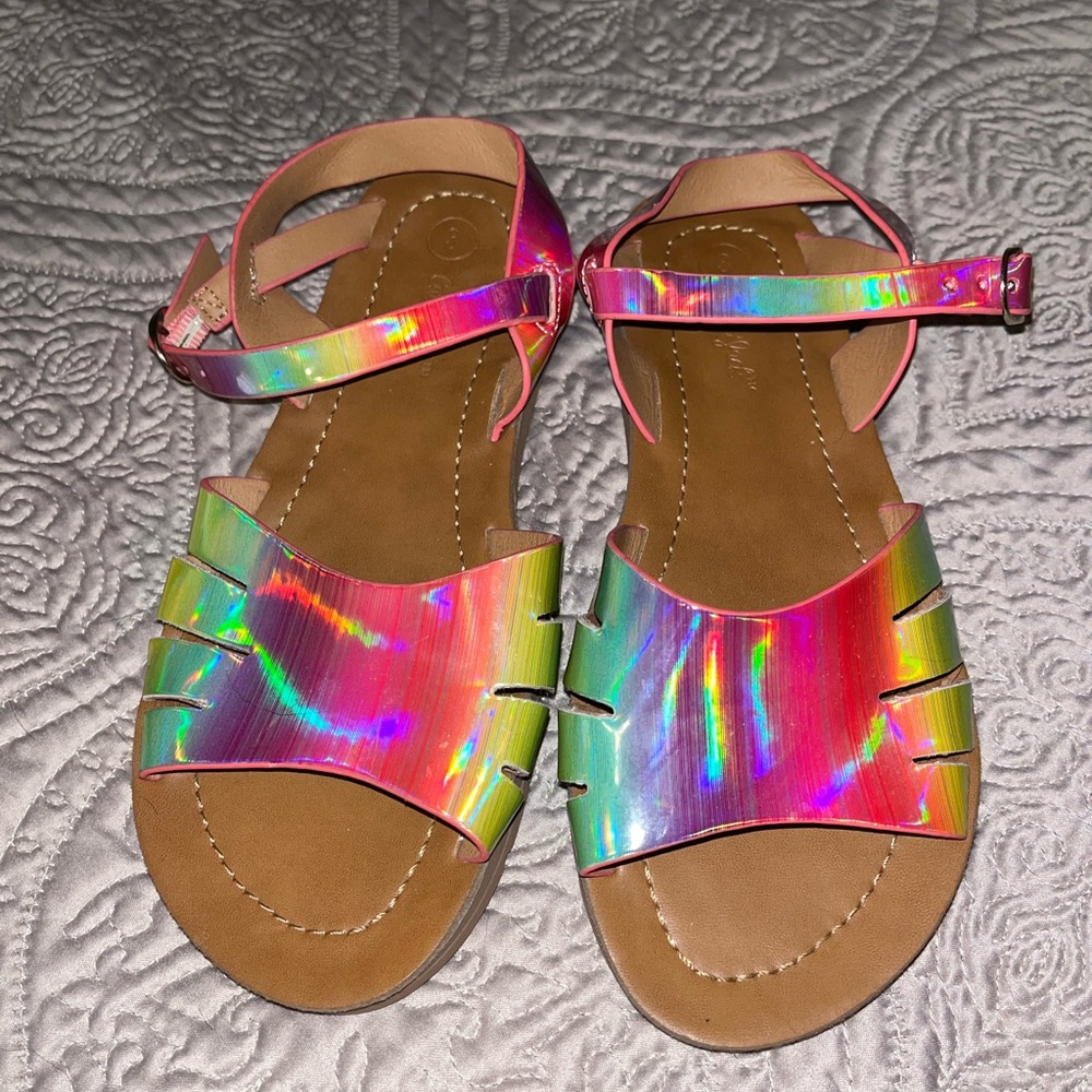 Cat & Jack Holographic Kids Sandals Size 3
